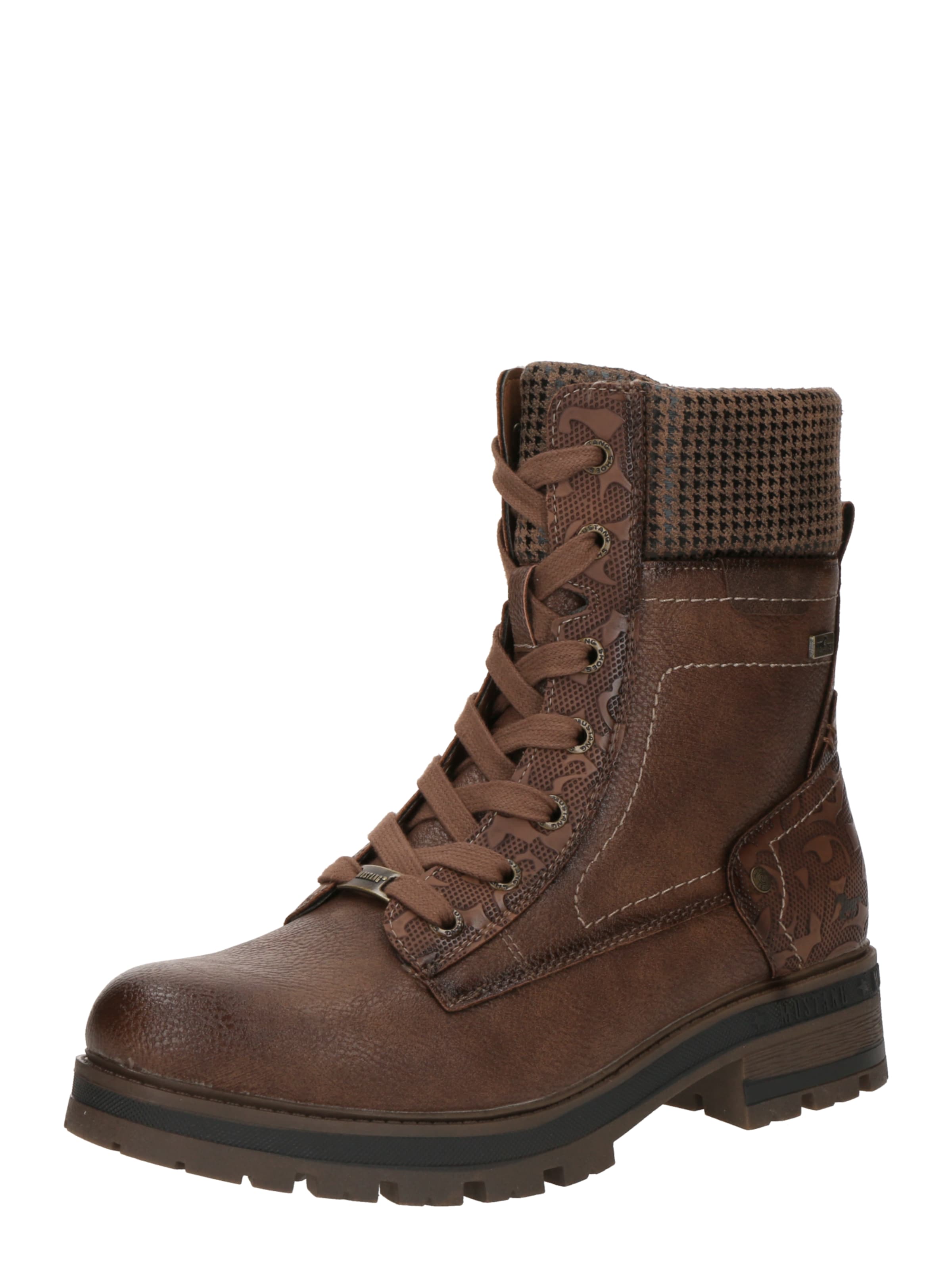 MUSTANG Μποτάκι με κορδόνια σε καφέ: μπροστά