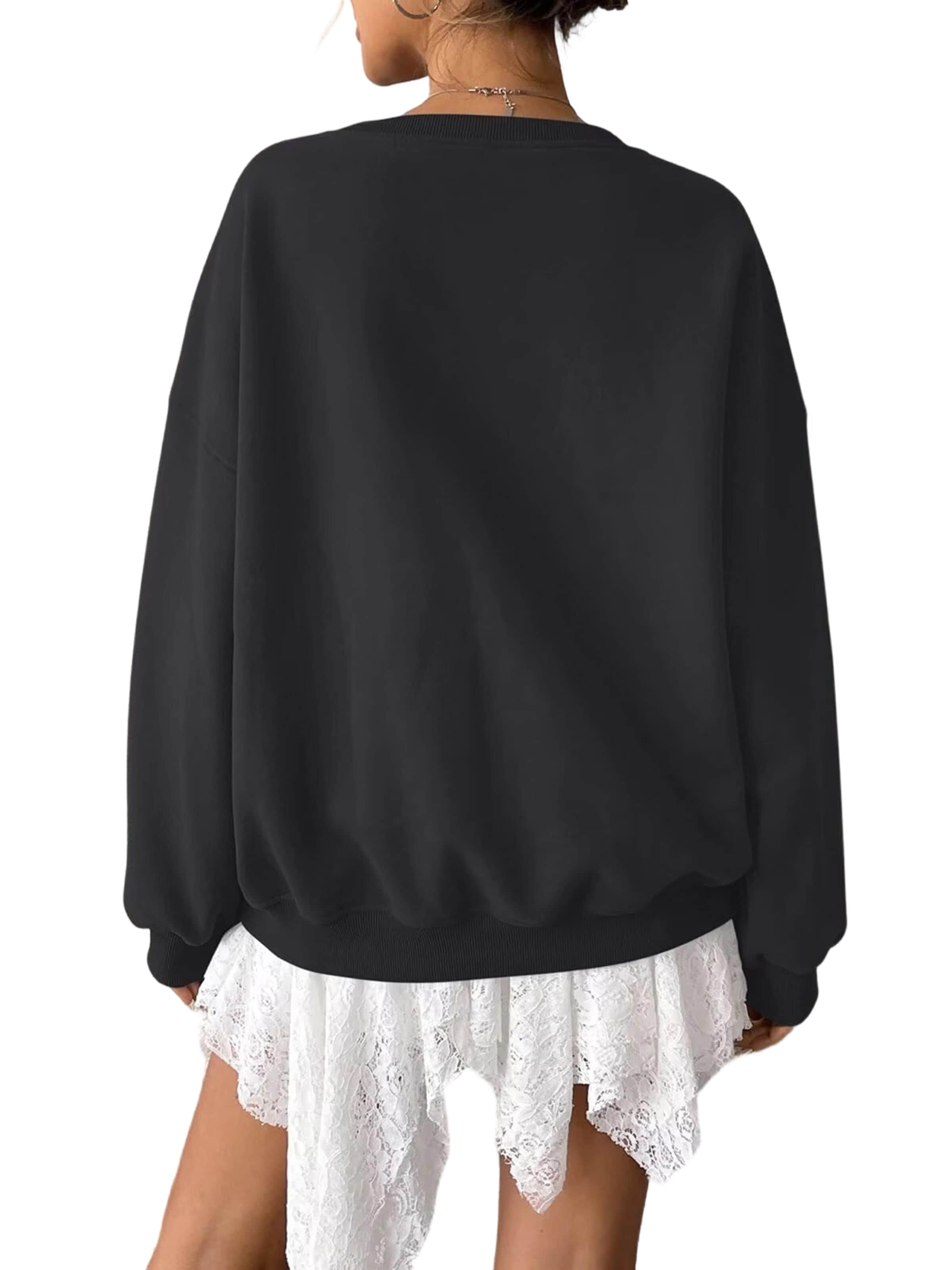 GORHEY Sweatshirt 'Loose Women's Oversized Sweatshirt, Casual Style with Dropped Shoulders' in Zwart