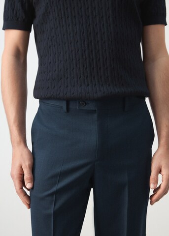 MANGO MAN Slim fit Pleated Pants 'Turin' in Blue