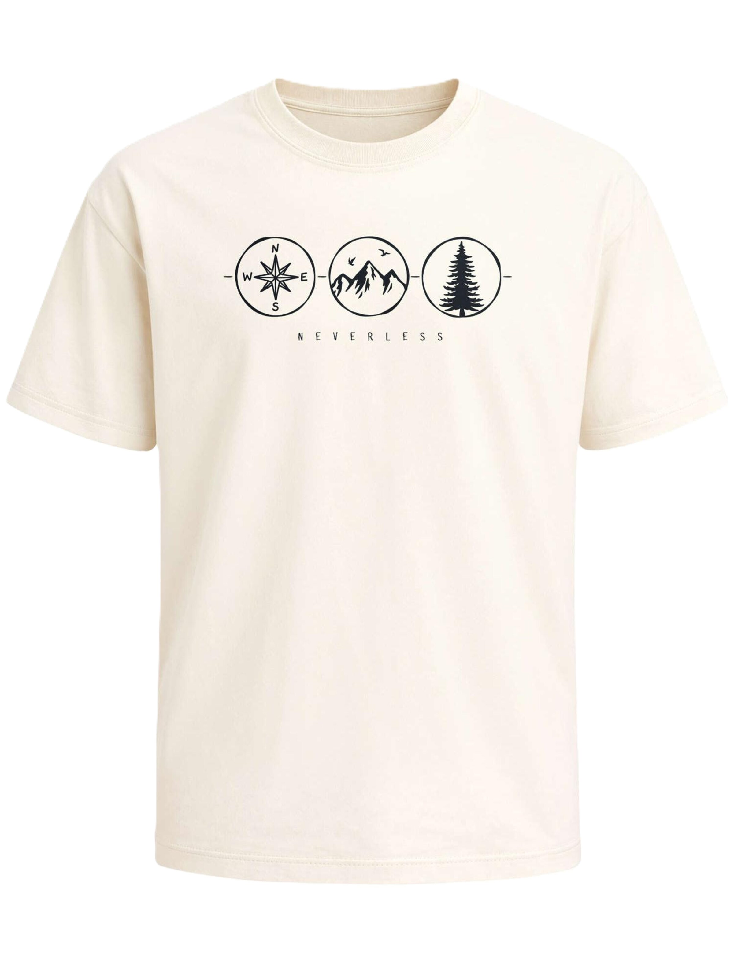 Neverless Shirt 'Outdoor Kompass' in Beige: Vorderseite