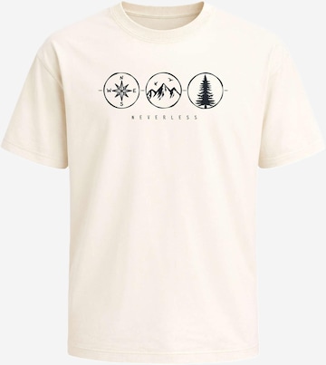 Neverless Shirt 'Outdoor Kompass' in Beige: Vorderseite