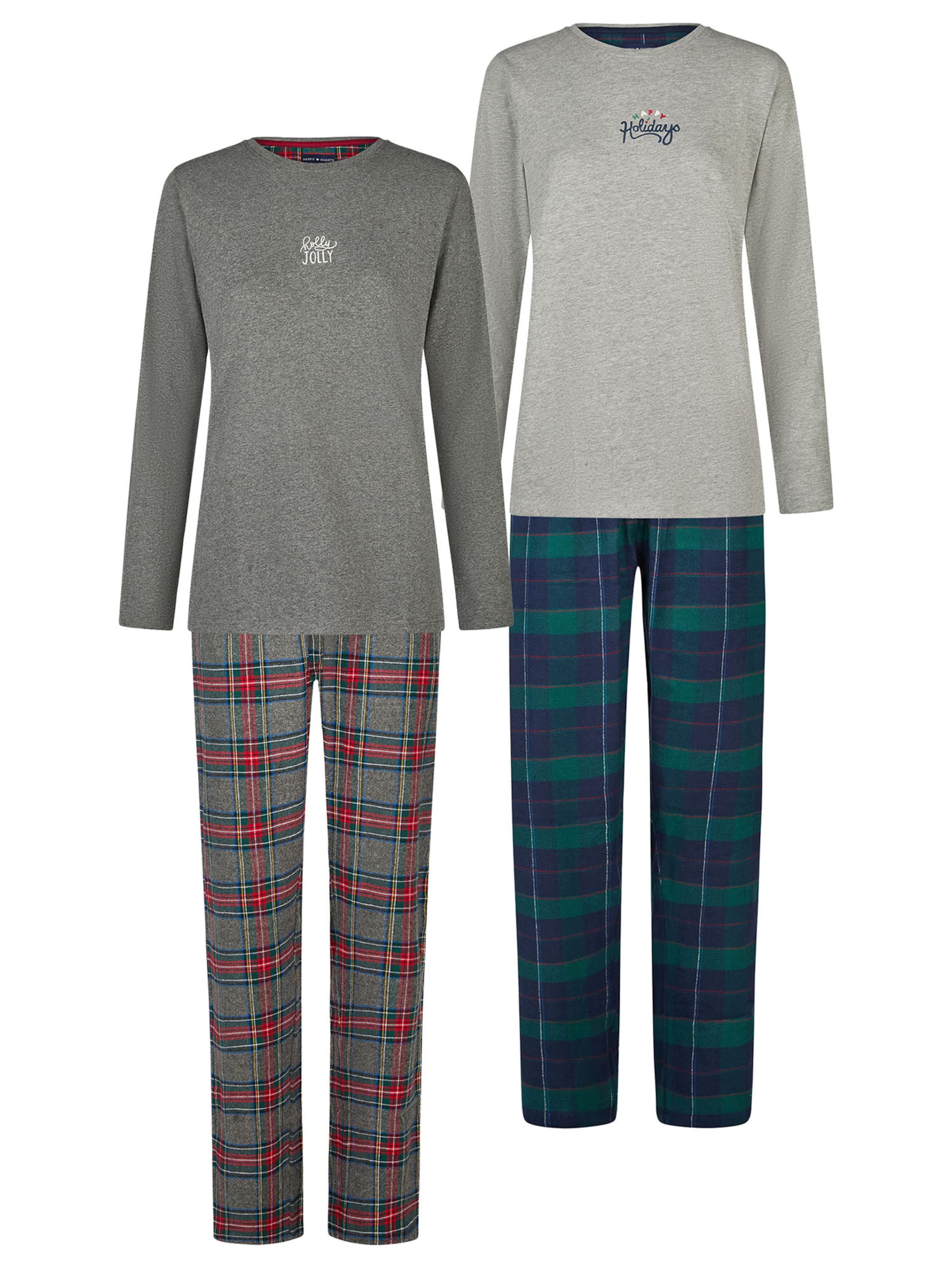 Happy Shorts Pyjama 'Christmas' in Blau: Vorderseite