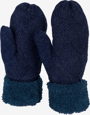 styleBREAKER Fäustlinge 'Strickhandschuhe Fäustlinge mit Rauten Muster und Fleece' in Blau: Vorderseite