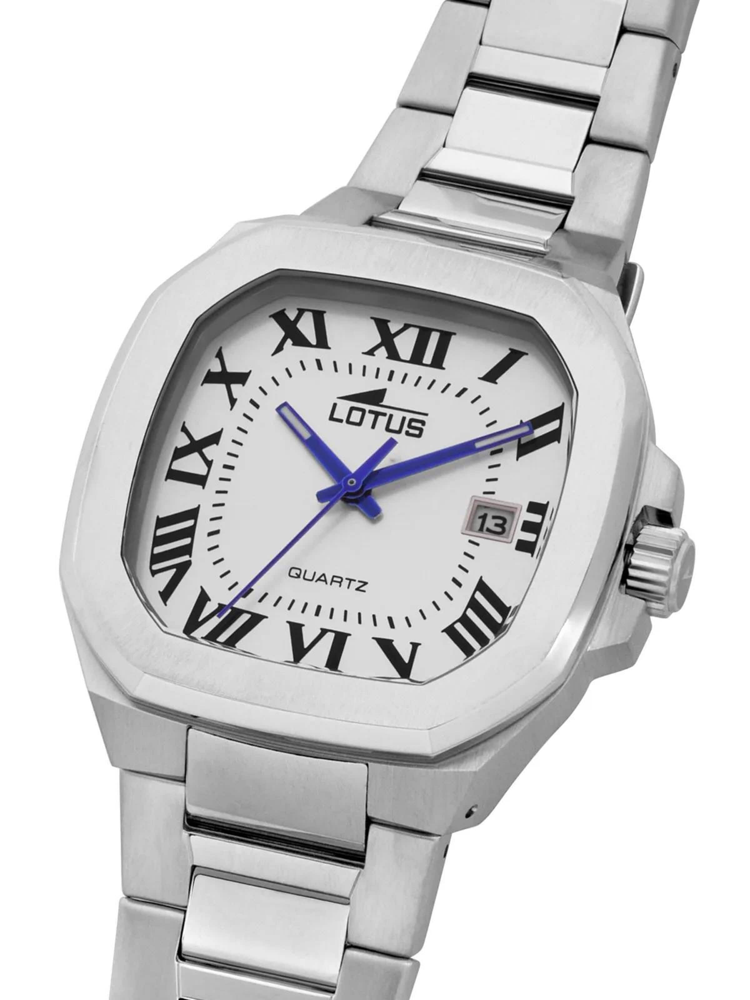 Montre à affichage analogique Lotus en argent
