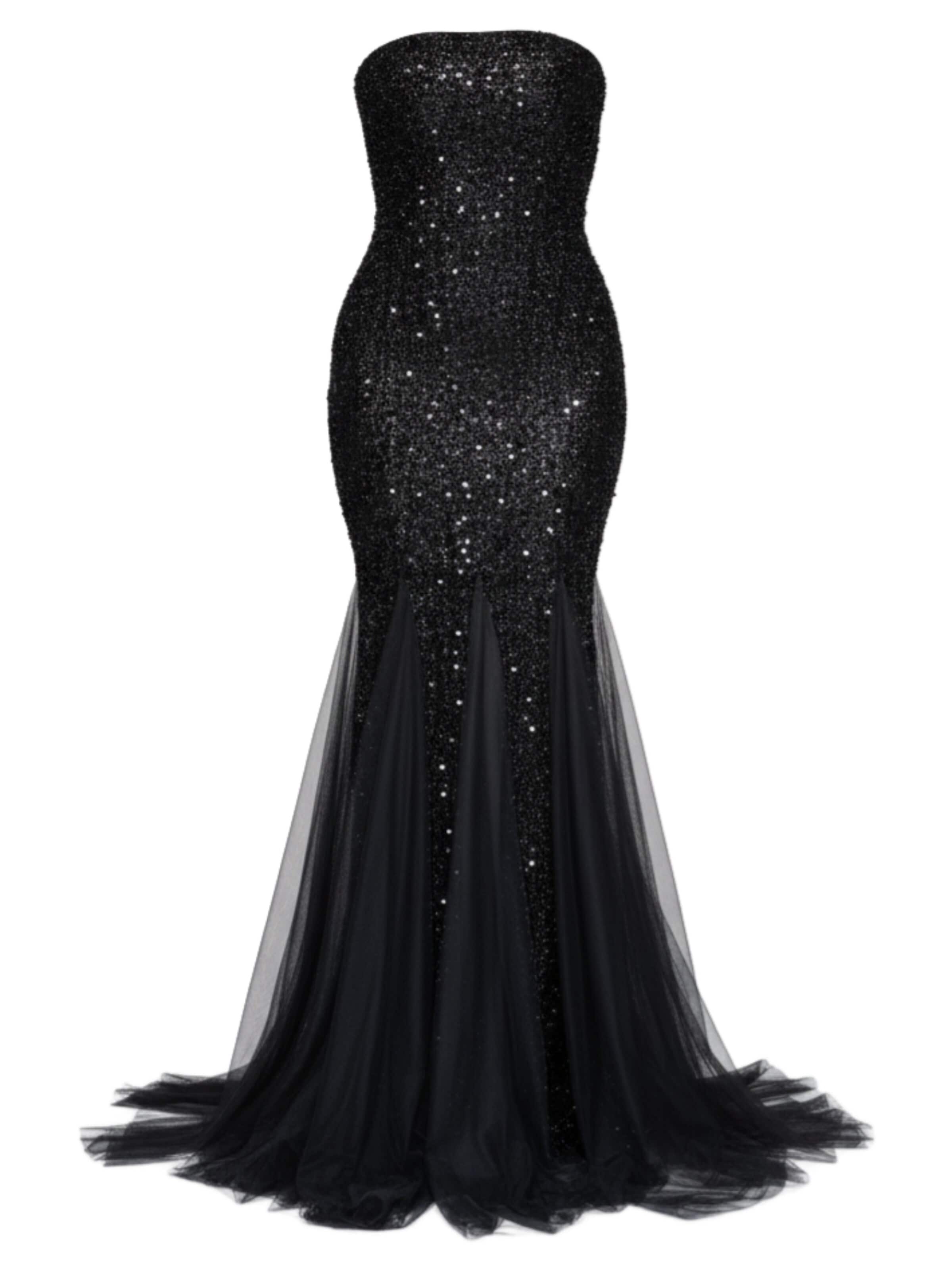 Ombre Abendkleid‌‌‌‌‌‌ in Schwarz: Vorderseite