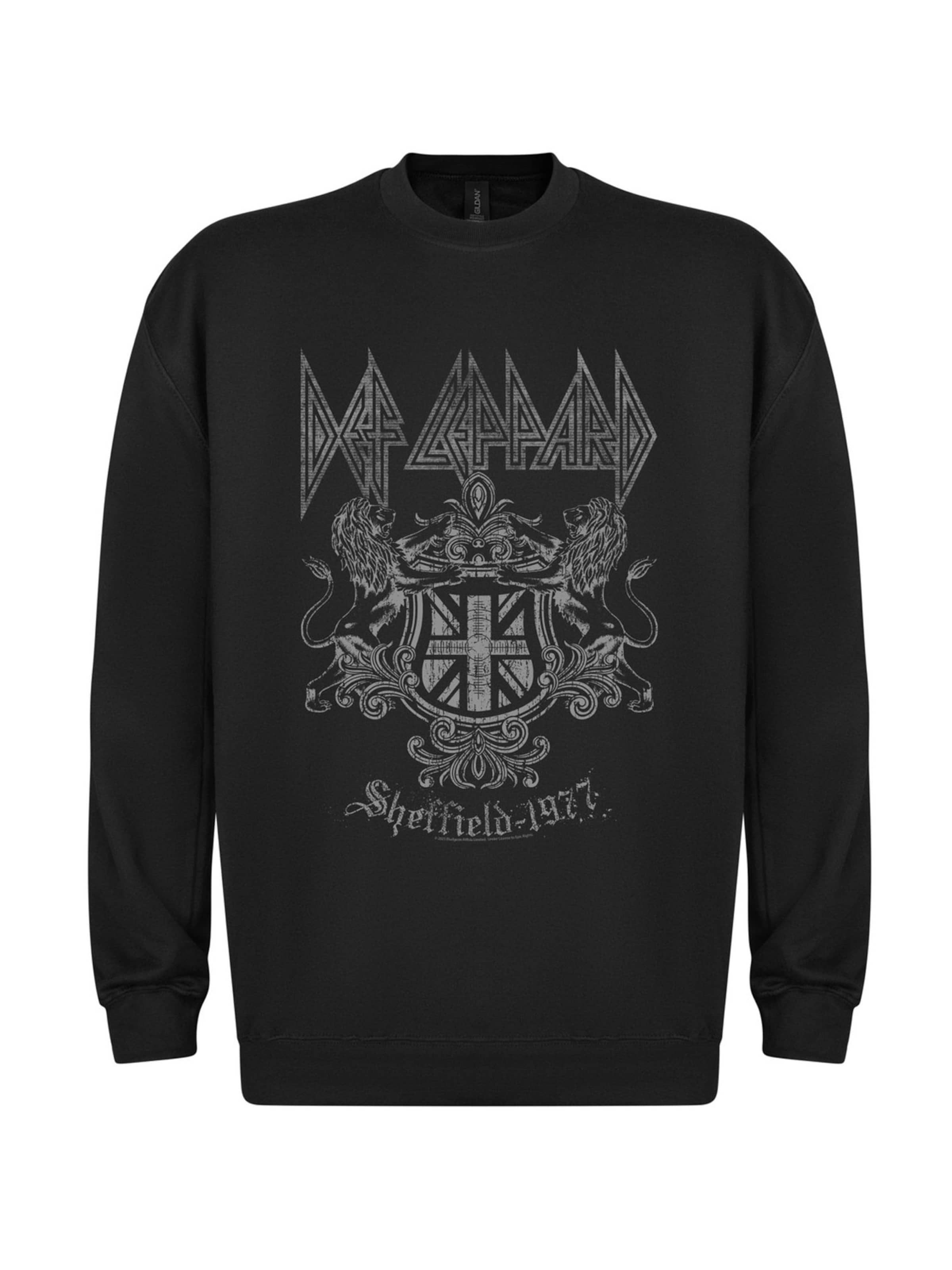 Def Leppard Sweatshirt 'Sheffield 1977' in Black: front