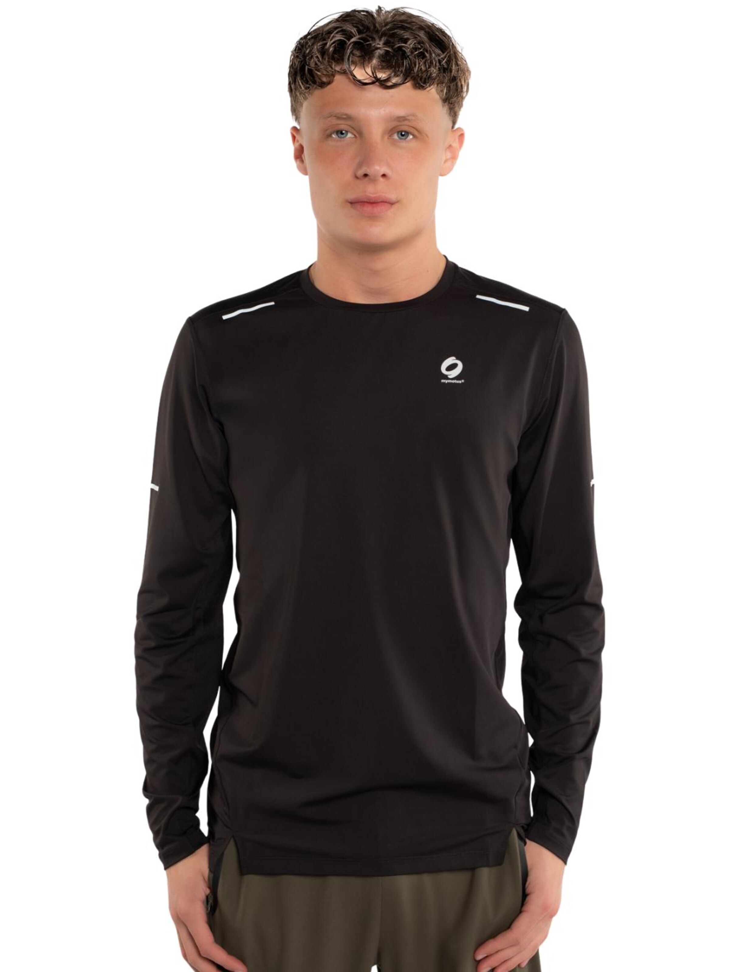 mymotus Functioneel shirt 'Mymotus® Men, black, reflective details' in Zwart: voorkant