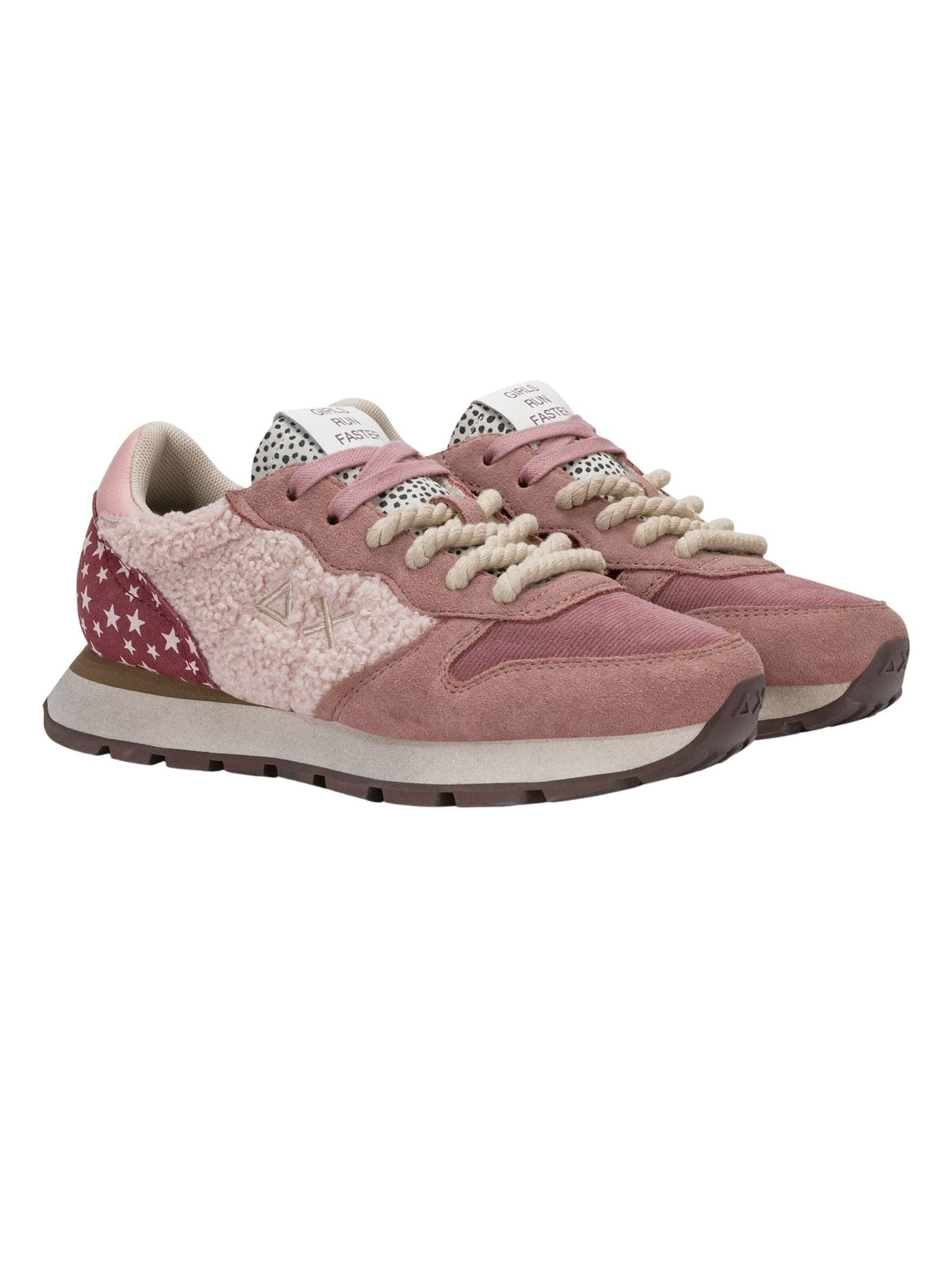 SUN68 Låg sneaker 'Ally Winter sneakers in pink suede and teddy' i rosa