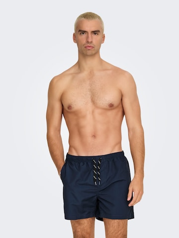 Only & Sons Board Shorts 'ONSTed' in Blue