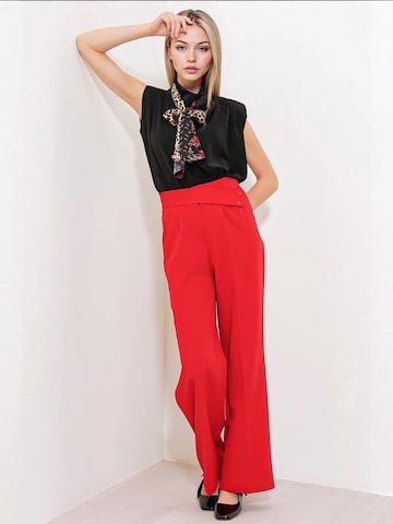 Bigdart Wide leg Bandplooibroek in Rood