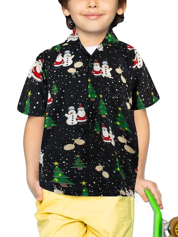 Regular fit Camicia 'Christmas Buddies' di King Kameha in nero: frontale