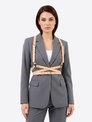 Haute Cuir Belt 'Double Belt Harness' in Beige: front