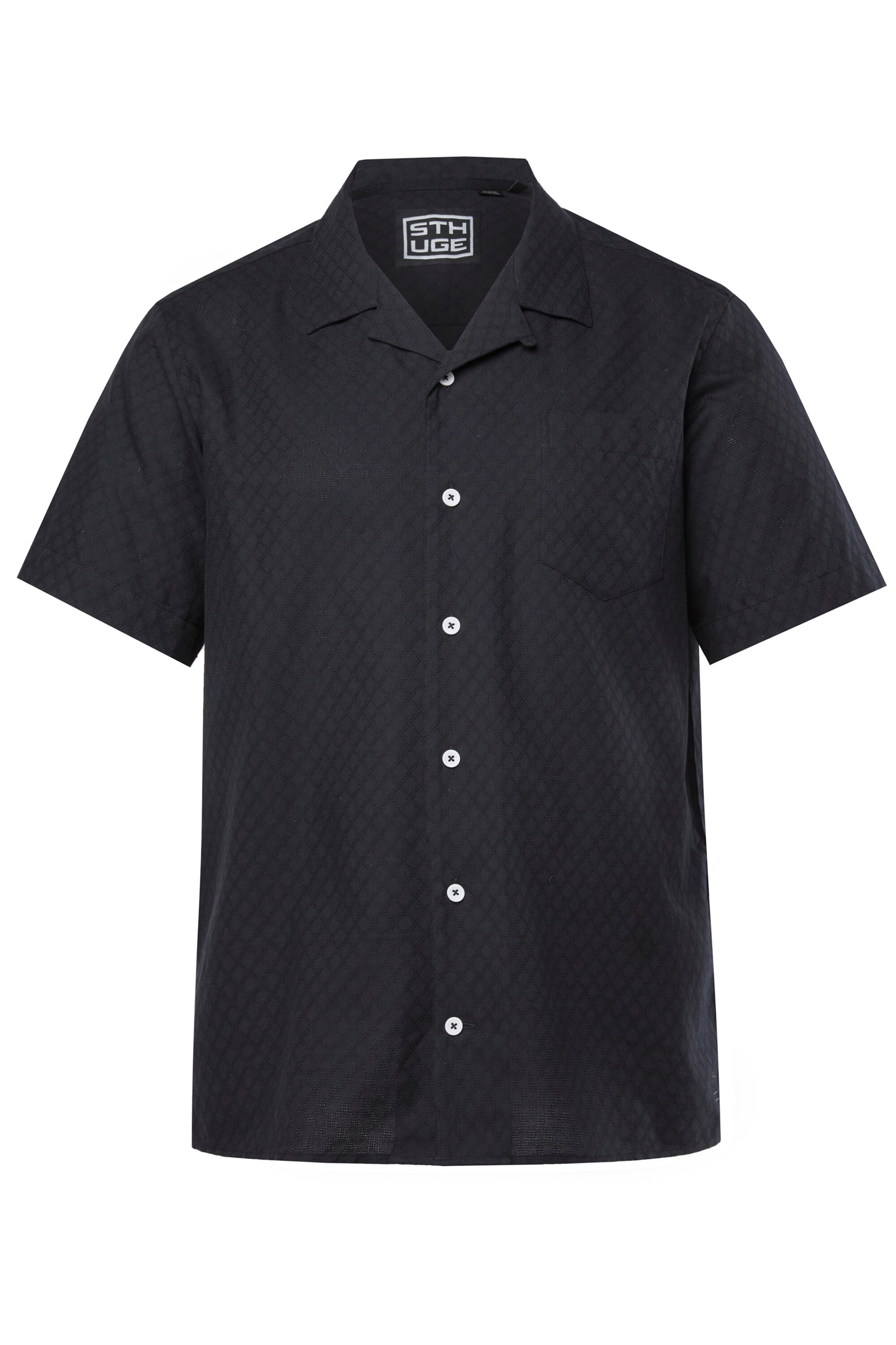 STHUGE Regular fit Button Up Shirt in Black: front