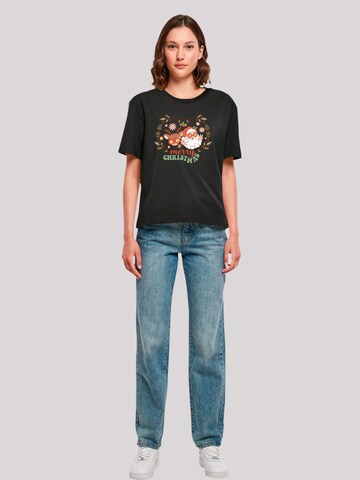 F4NT4STIC Shirt 'Christmas Hippie Santa And Reindeer' in Black