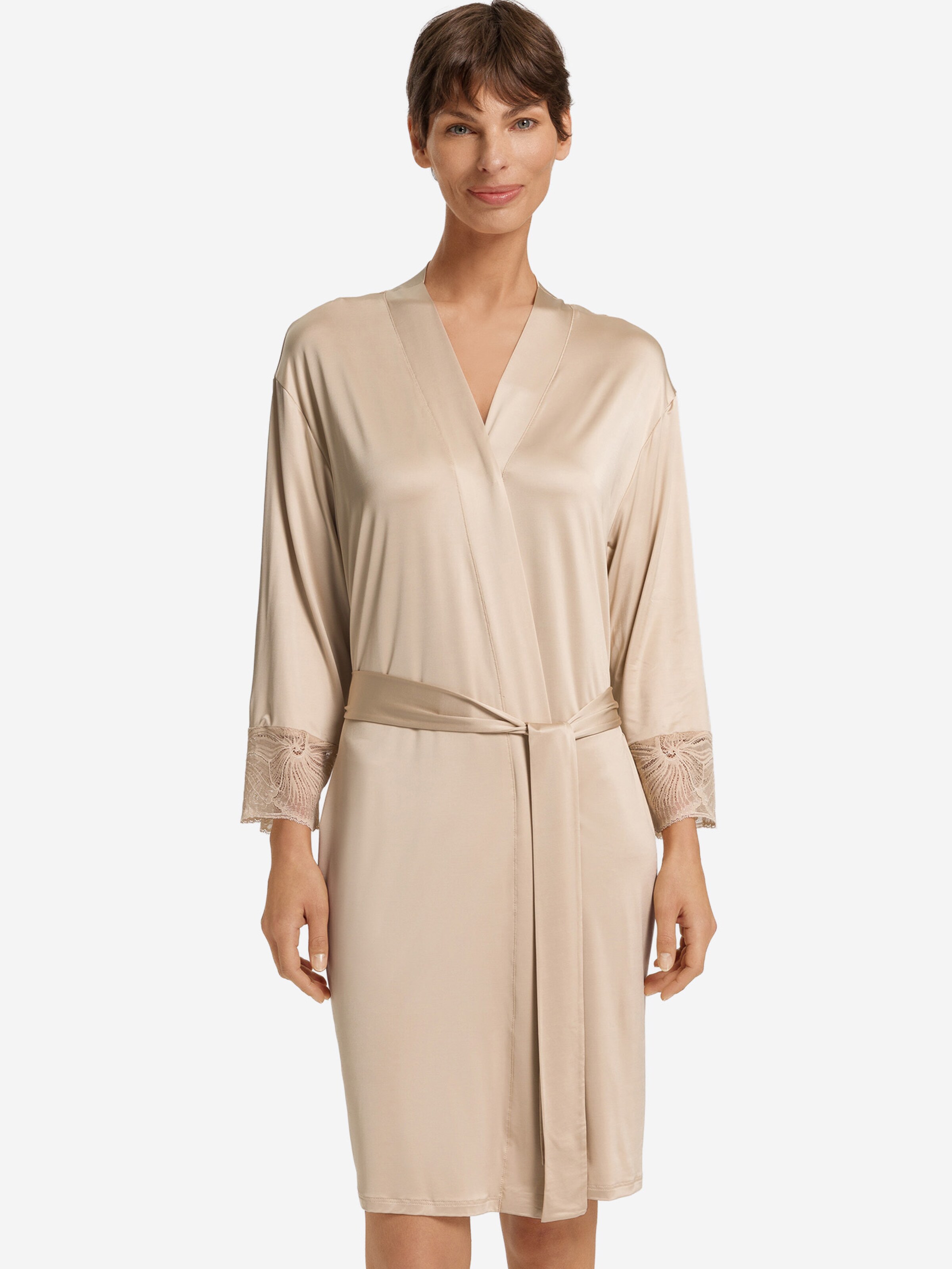 Hanro Badjas kort ' Lilith Kimono ' in Beige: voorkant