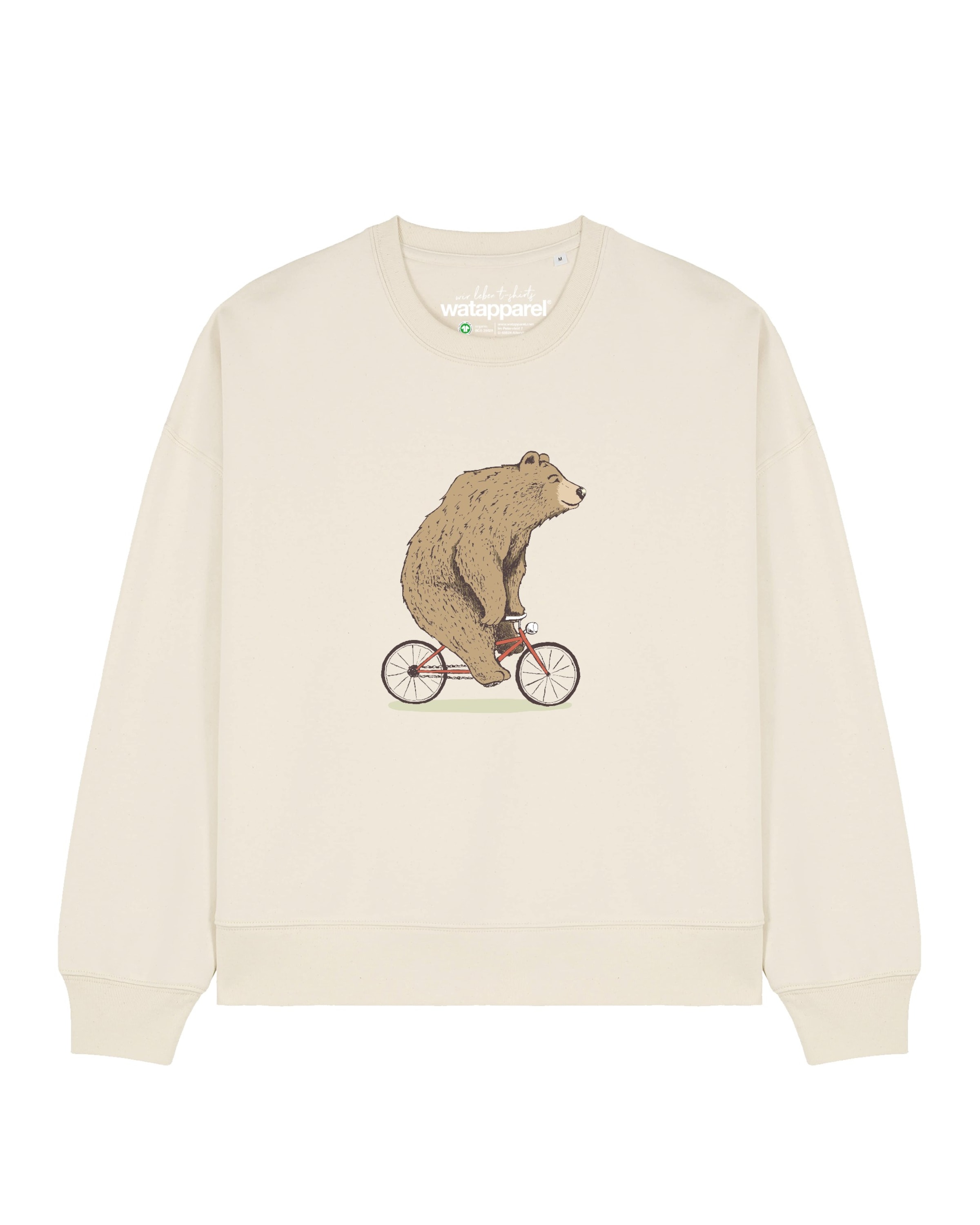 Watapparel Sweatshirt 'Fahrradbär ' in Weiß: Vorderseite