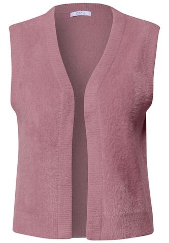 CECIL Offene Federgarn-Weste in Unifarbe in Pink: Vorderseite