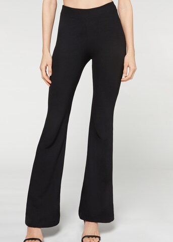 CALZEDONIA Flared Leggings in Black: front