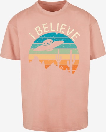 T-Shirt 'I Believe UFO Alien Sonnenuntergang' F4NT4STIC en orange : devant