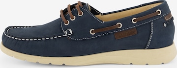 Travelin Moccasins in Blue: front