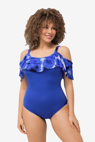 Ulla Popken Bralette Swimsuit in Blue: front