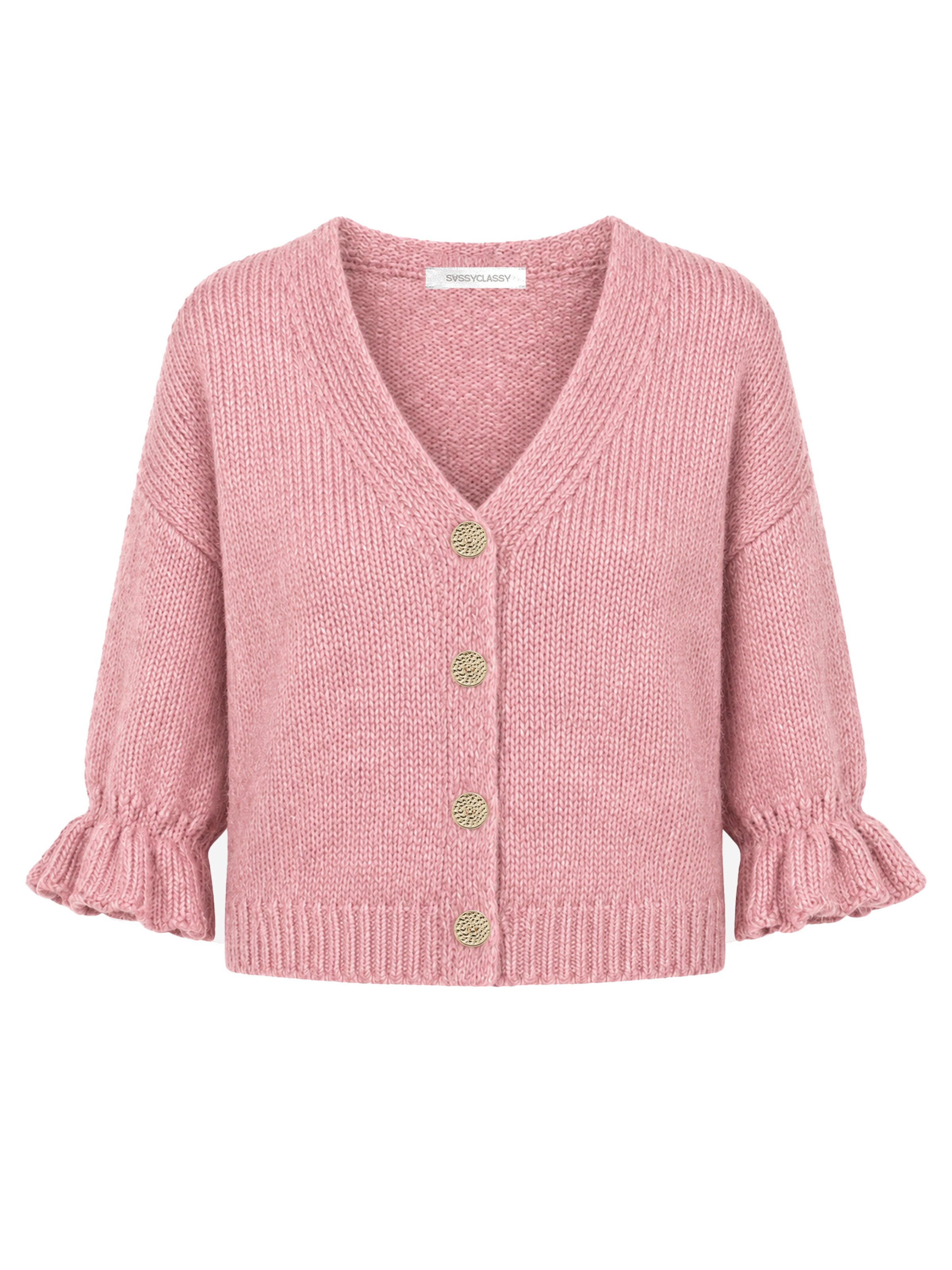 SASSYCLASSY Oversizestrickjacke‌‌‌‌ in Pink: Vorderseite