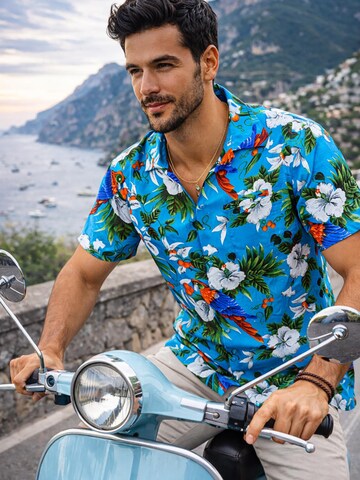 King Kameha Shirt 'Cherryparrot' in Blue