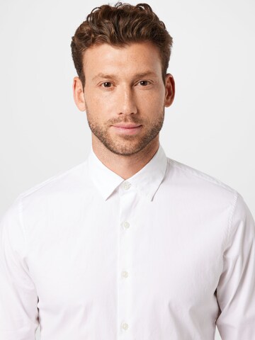 Abercrombie & Fitch Slim fit Button Up Shirt 'POPLIN' in White