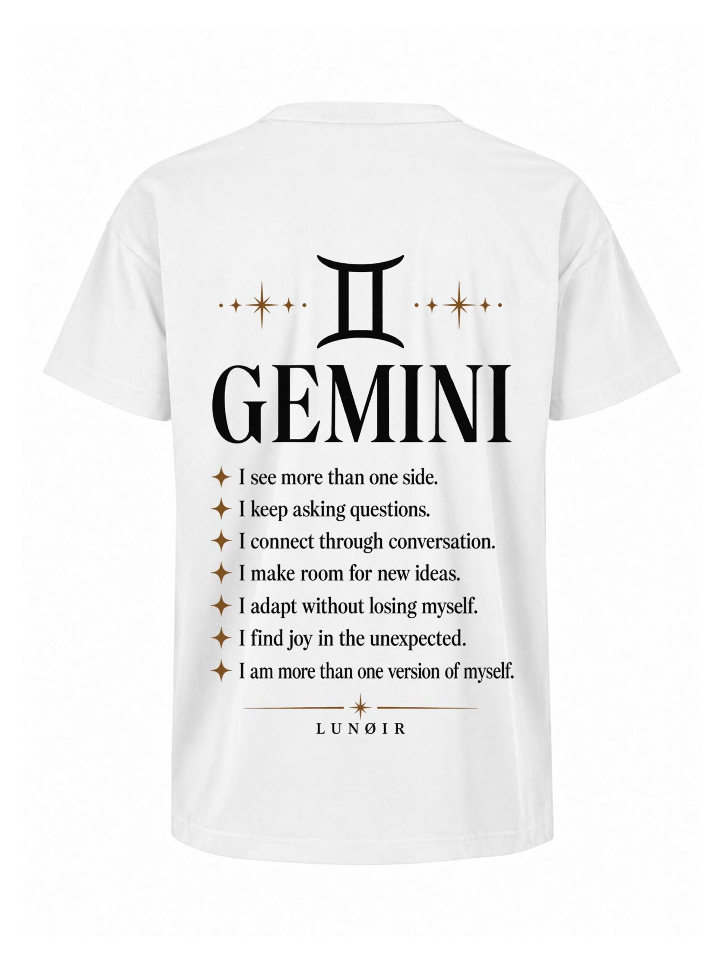 LUNØIR Studio Póló 'Zodiac - Gemini' - fehér: elől