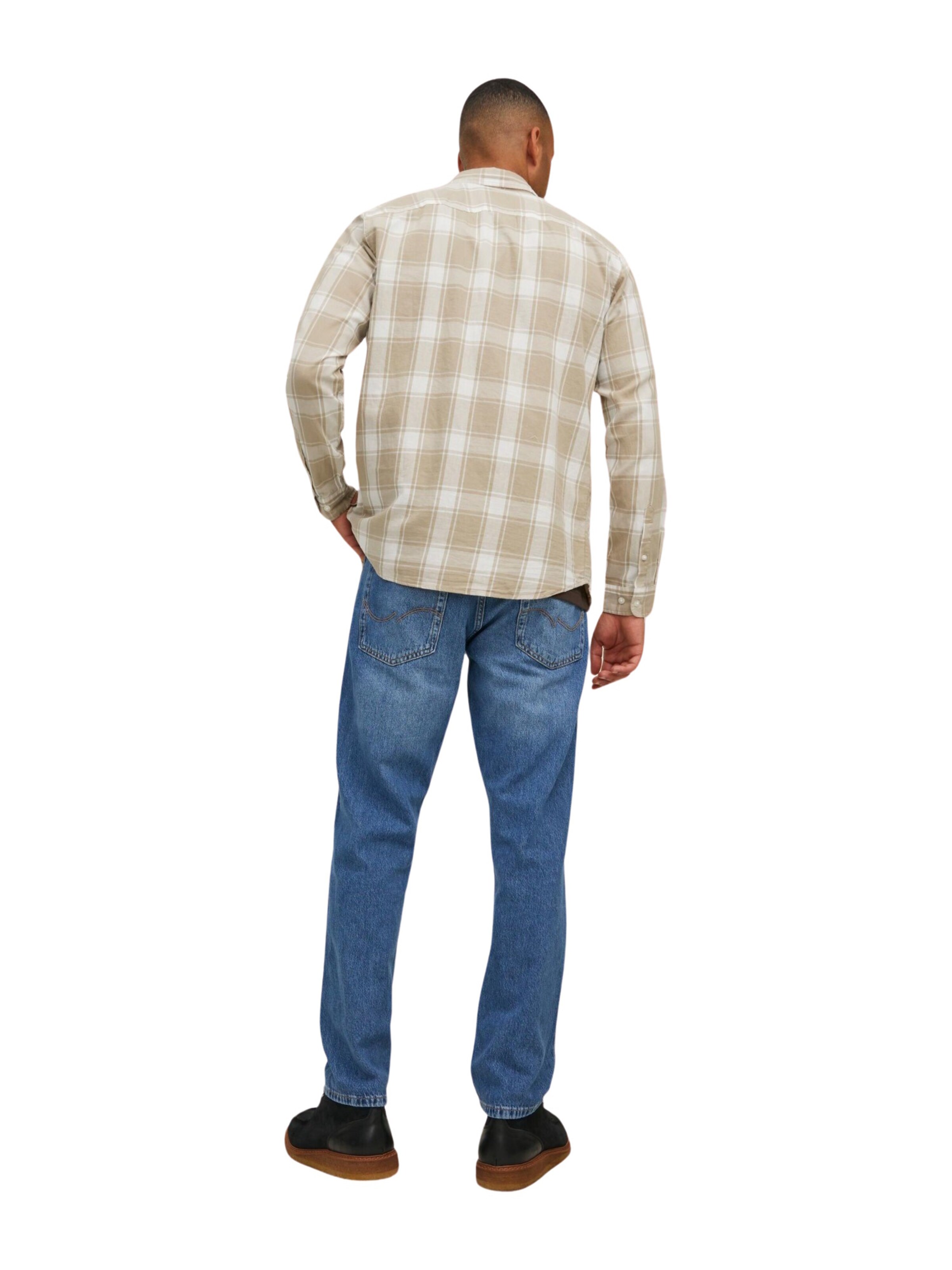 JACK & JONES - Slim Fit Camisa 'GINGHAM' em bege