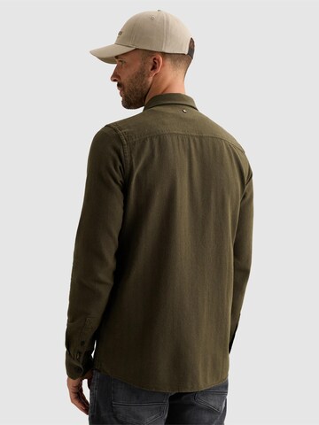 PME Legend Regular fit Button Up Shirt 'Shirt with two-tone herringbone texture' in Green