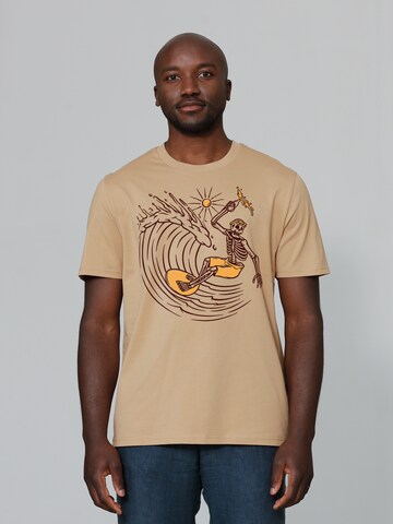 T-Shirt 'Surfing for life' Watapparel en beige : devant