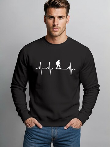 Neverless Sweatshirt 'Wanderer Herzschlag' in Black