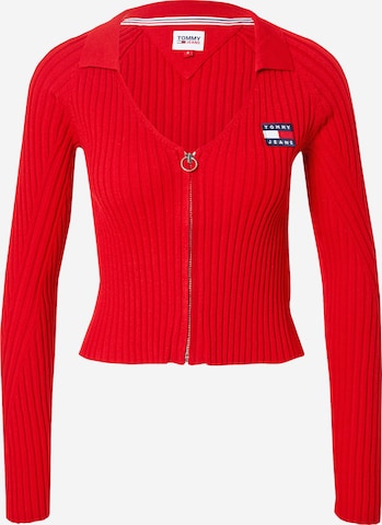 Tommy Jeans Knit Cardigan in Red: front