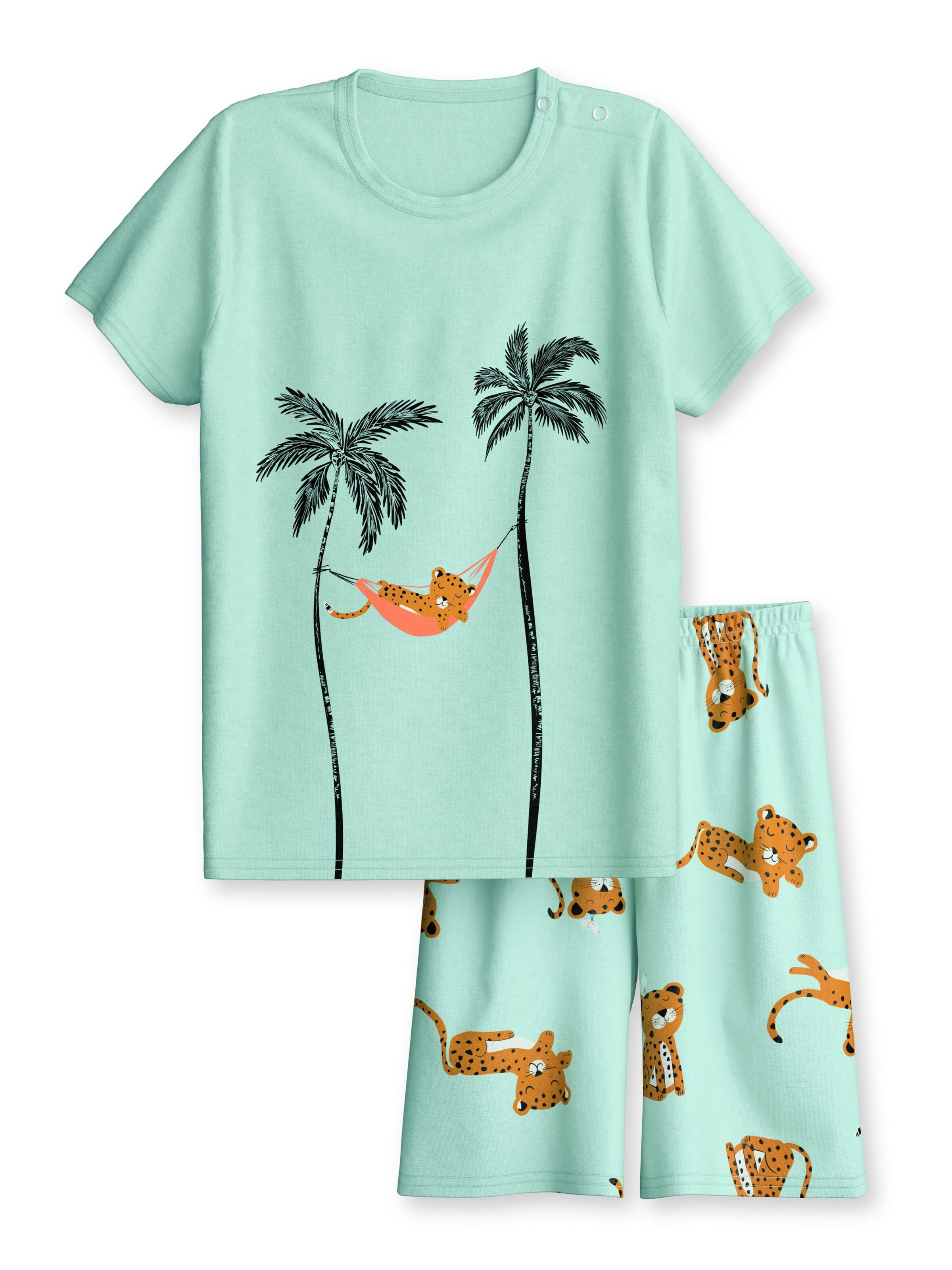 CALIDA Pajamas 'Toddlers Animals' in Green: front