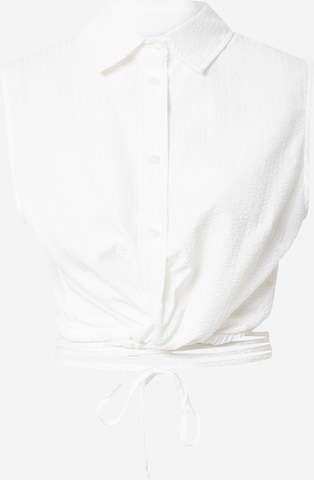 WEEKDAY Blus 'Leon' i vit: framsida