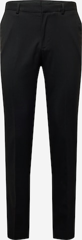 BURTON MENSWEAR LONDON Slim fit Trousers with creases in Black: front