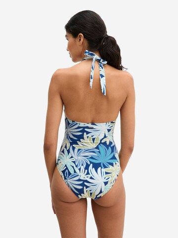 Marc O'Polo Bralette Swimsuit ' Bohemian Leaf ' in Blue