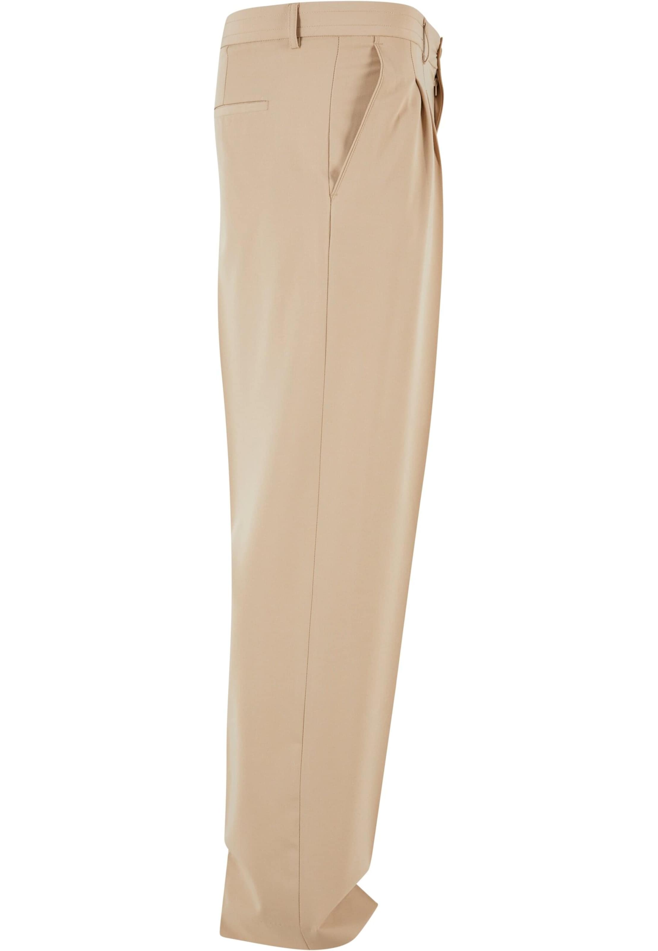 Urban Classics Ohlapna forma Hlače z naborki | bež barva