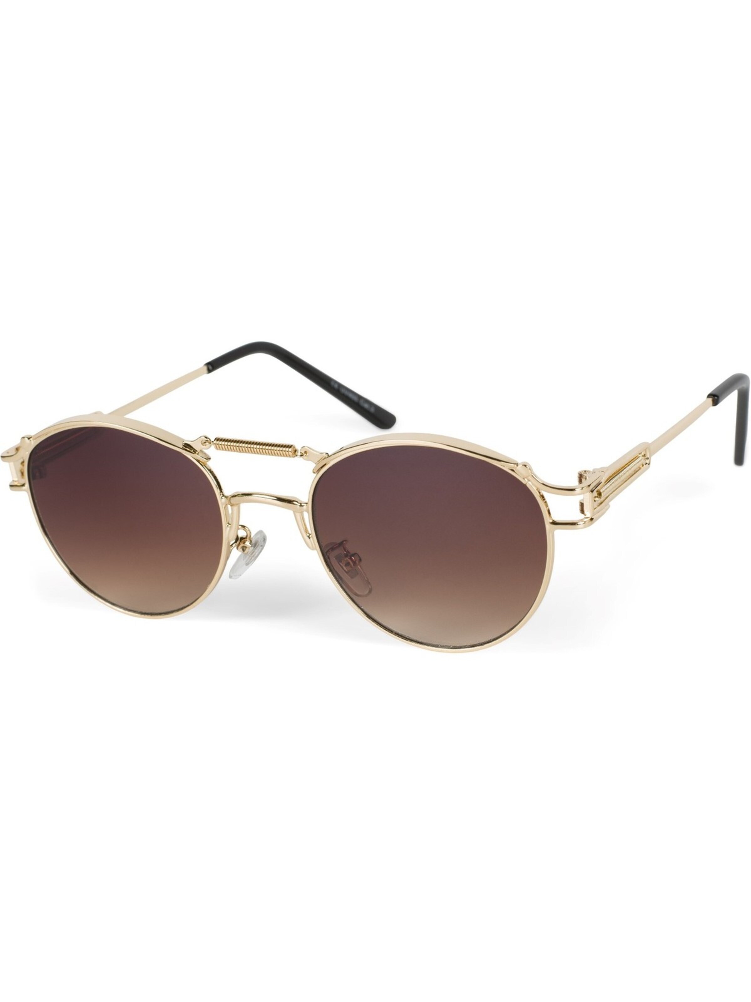 styleBREAKER Sunglasses 'Panto Sonnenbrille mit Federn' in Brown: front