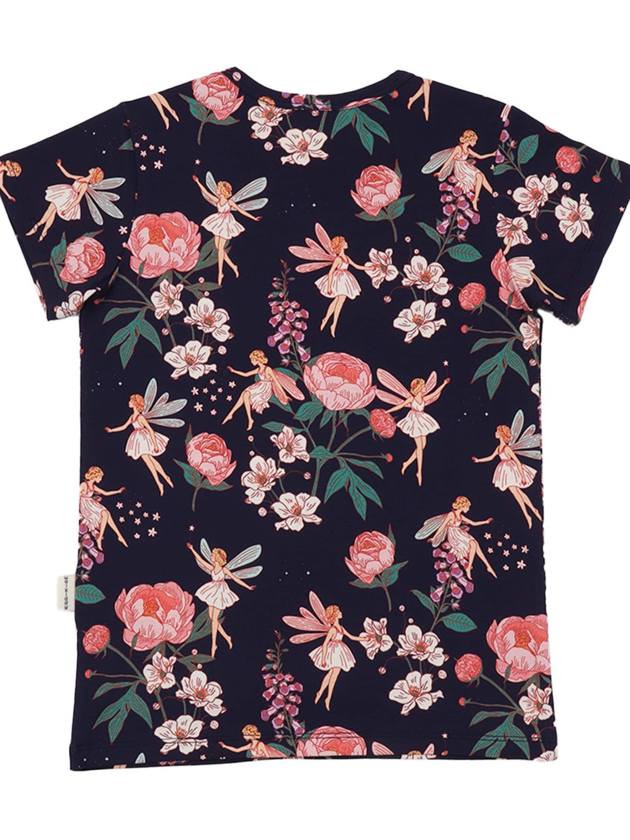 Walkiddy Shirt 'Walkiddy - Fairies and Flowers T-Shirt'‌‌‌‌‌‌ in Blau: Vorderseite