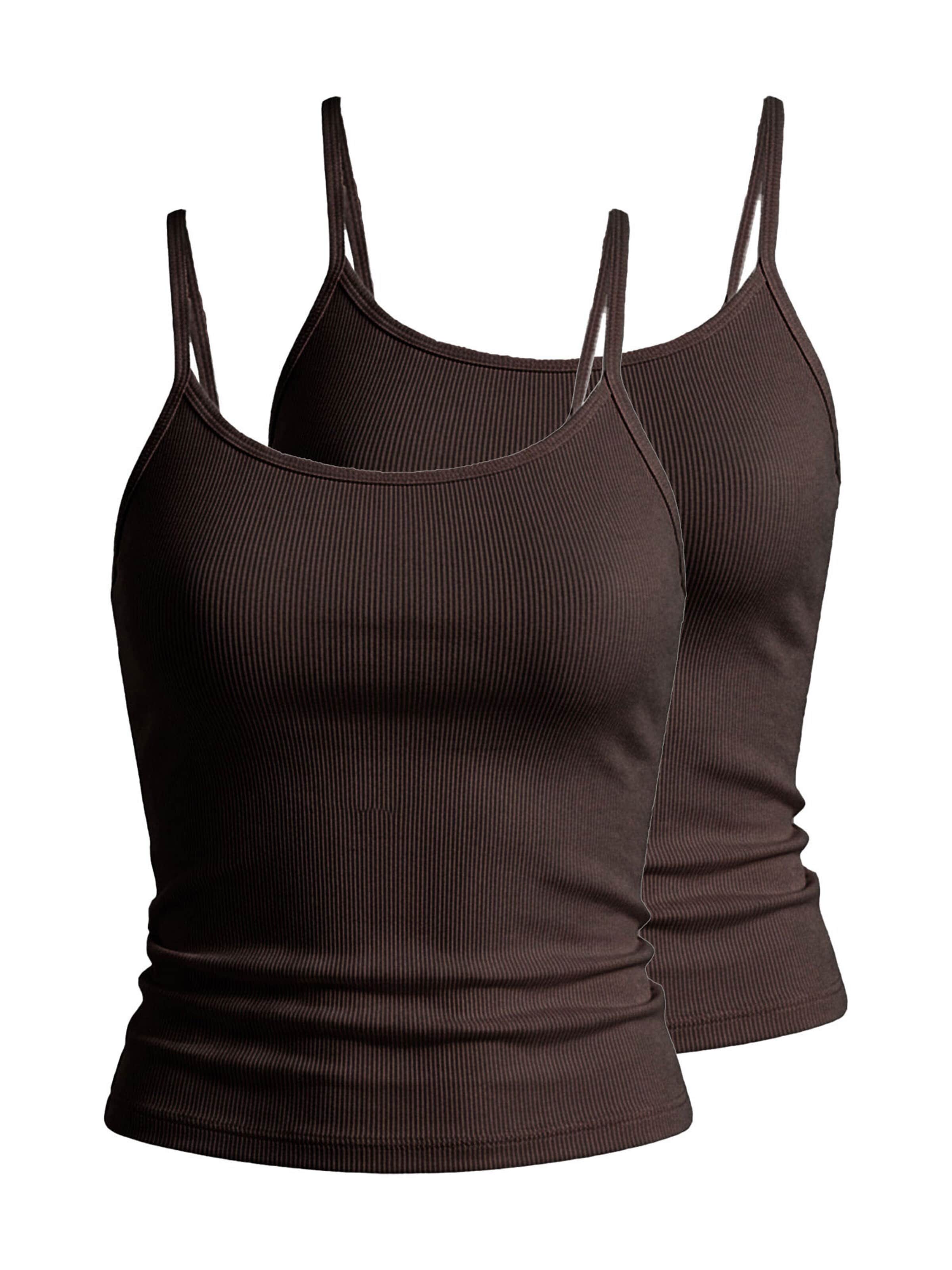 Nina von C. Undershirt 'Bamboo Rib' in Brown: front