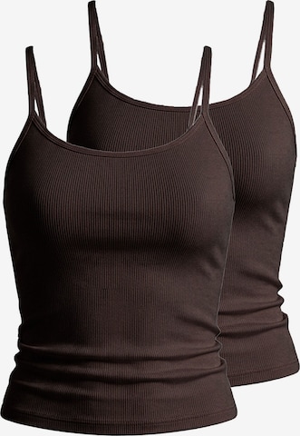 Nina von C. Undershirt 'Bamboo Rib' in Brown: front