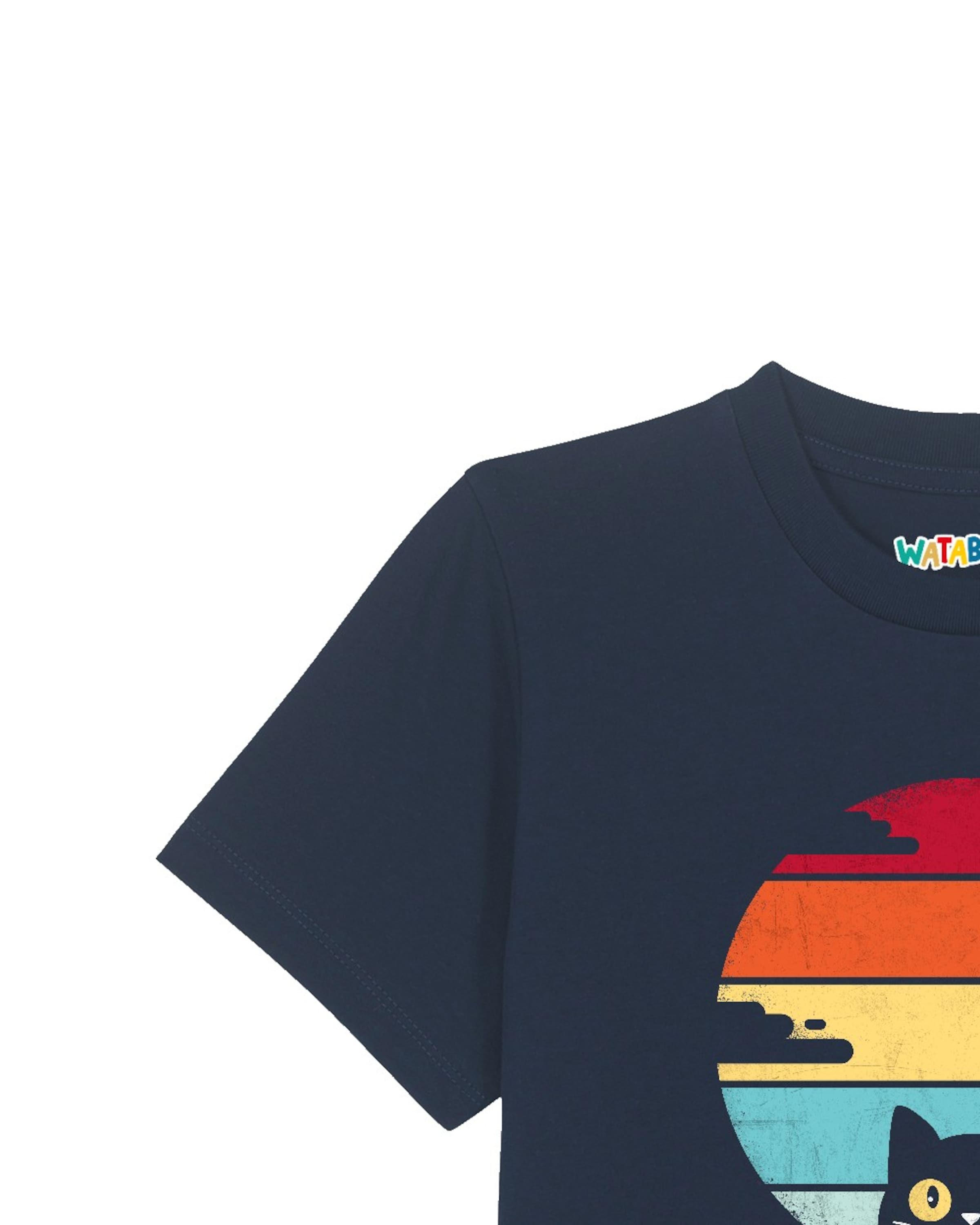 watabout.kids Shirt 'Retro Sunset Cat' in Blue