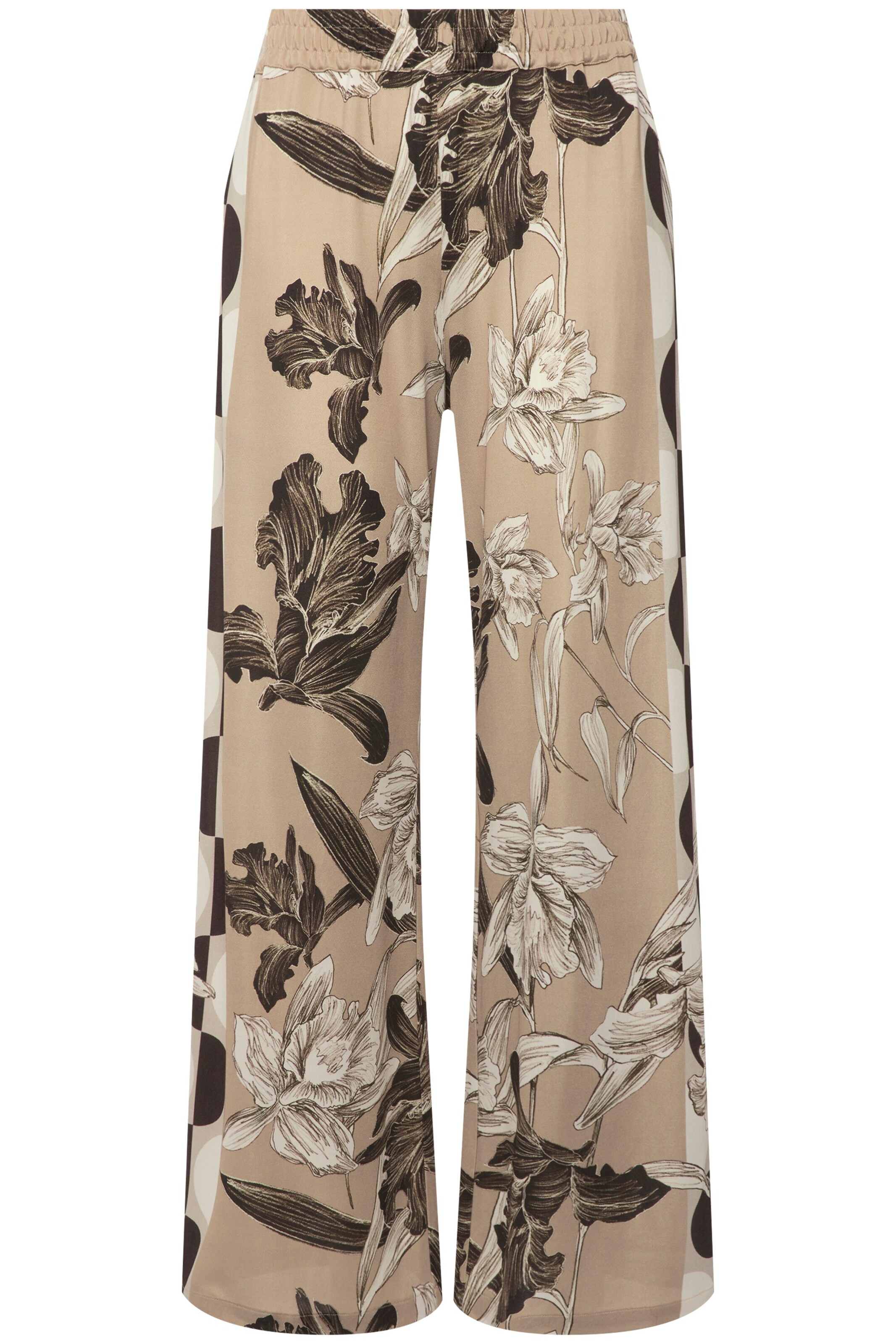 Ulla Popken Wide leg Broek in Beige: voorkant
