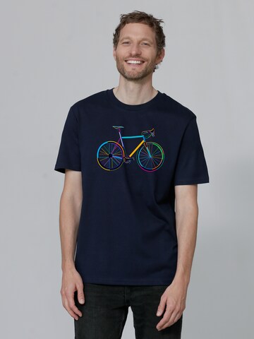 T-Shirt ' Fahrrad by night ' Watapparel en bleu : devant