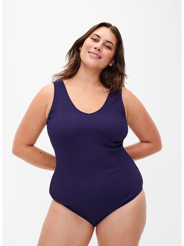 Swim by Zizzi T-shirt Swimsuit 'Dream' in Purple: front