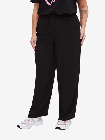 Loosefit Pantalon 'BELLA' Zizzi en noir : devant