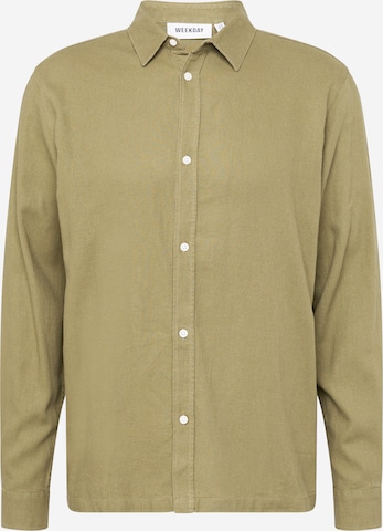 WEEKDAY Button Up Shirt in Green: front