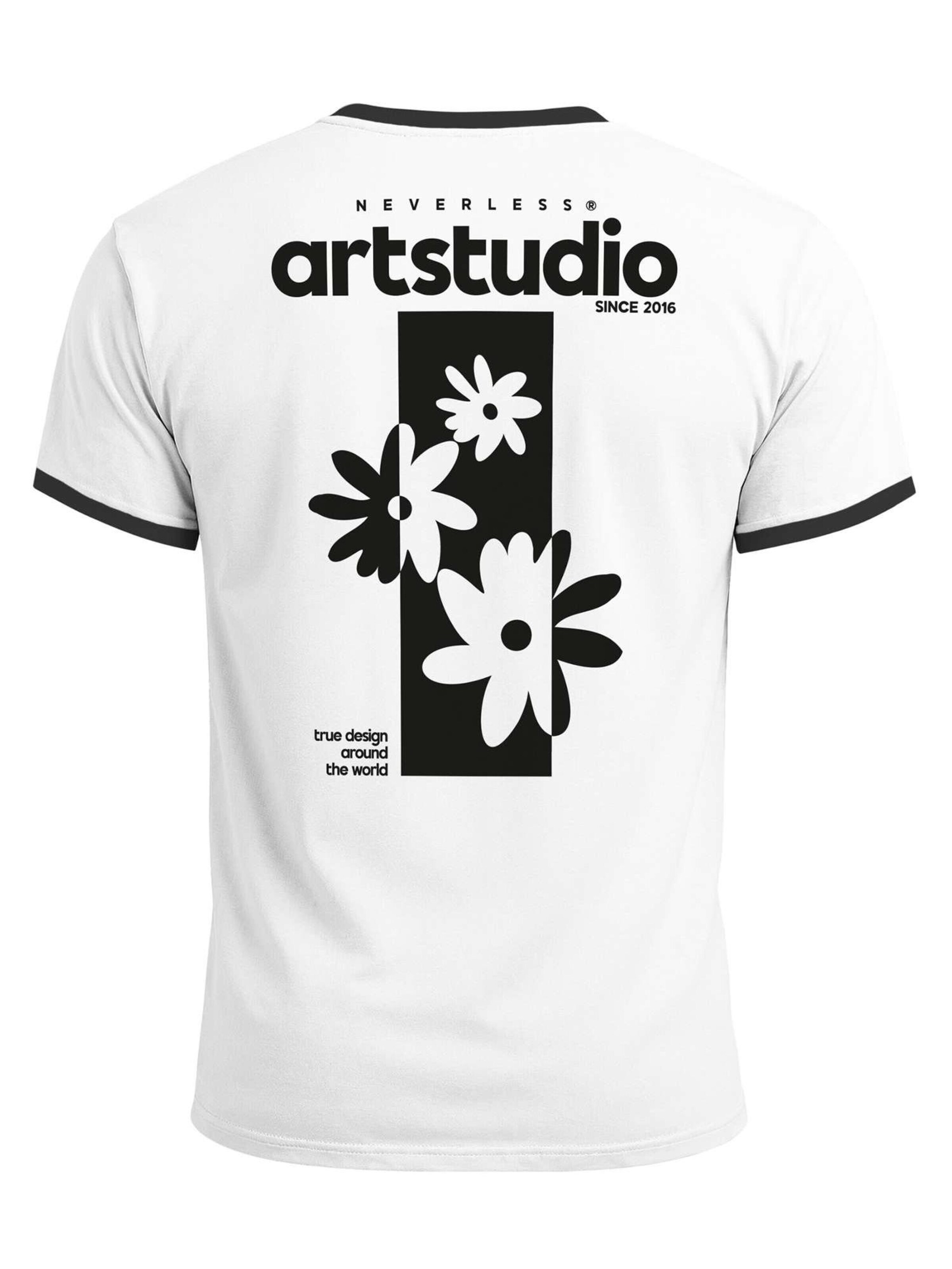 Neverless Shirt 'Artstudio Flowers' in White: front